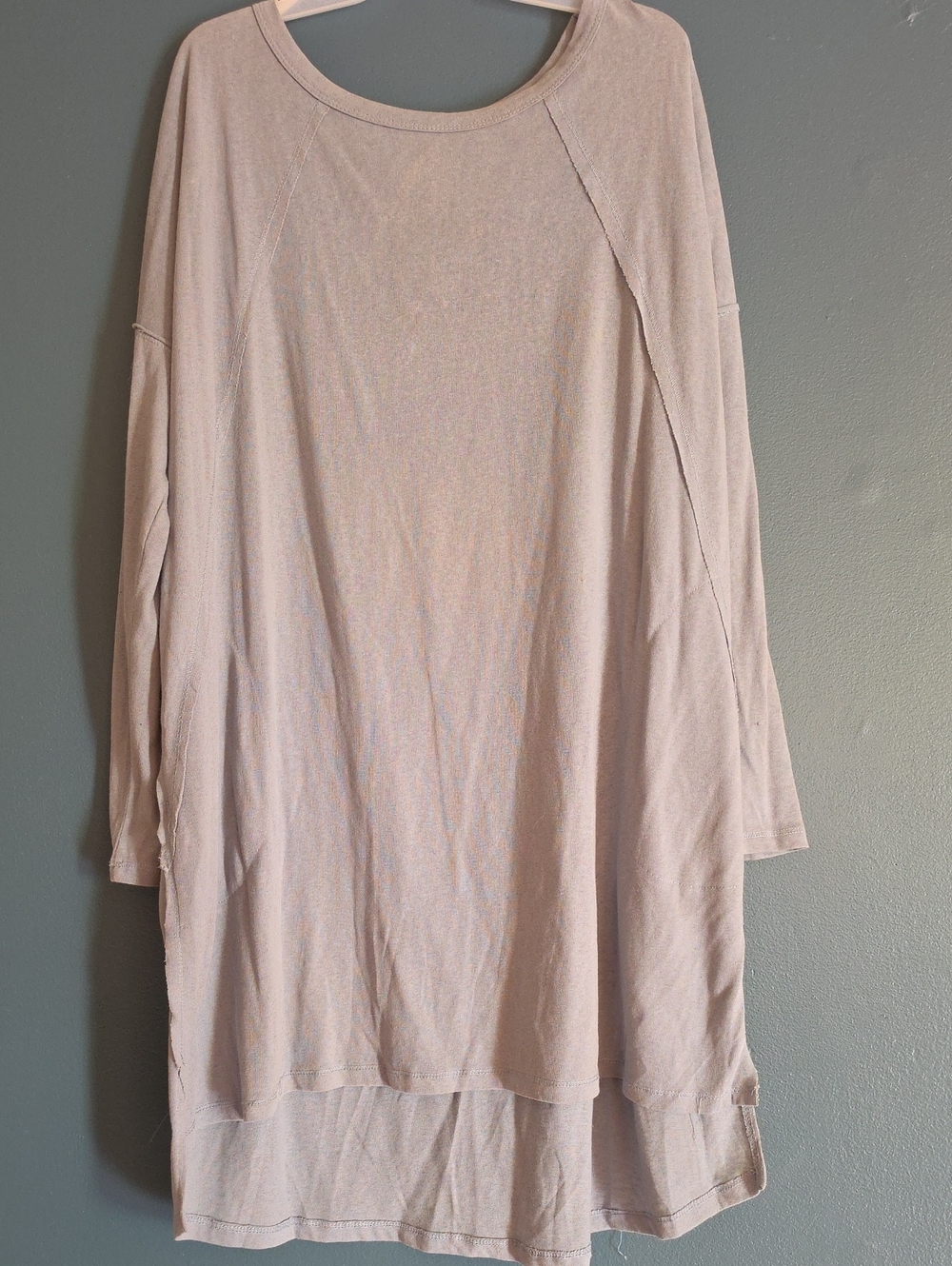 Women's Relaxed Long Sleeve Tunic Top Or Short Dress - Sage Green